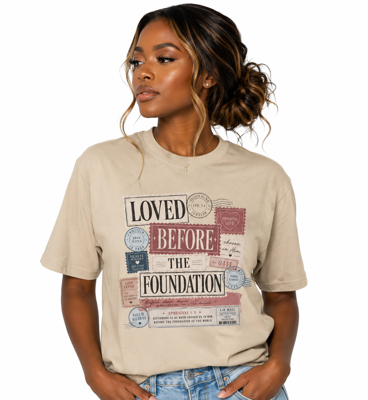 Loved Before the Foundation - Cotton ribbed neck T-shirt