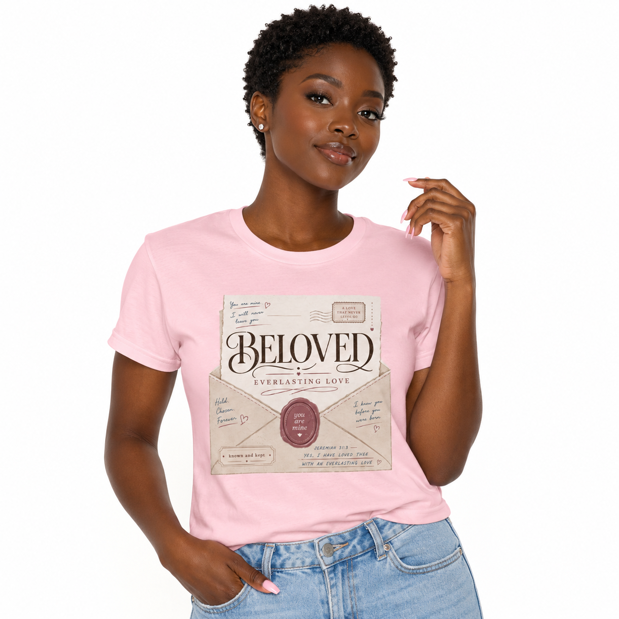 Beloved –  organic cotton ribbed neck t-shirt