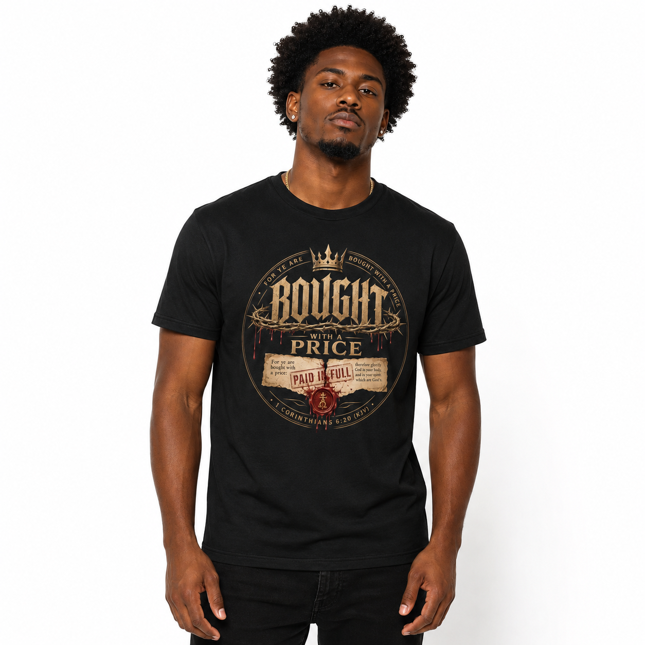 Bought With a Price - organic cotton ribbed neck t-shirt